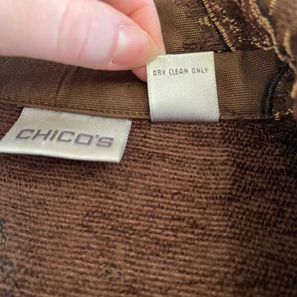 Vintage Chicos Embroidered Jacket L Tapestry Paisley Brown - Picture 7 of 11